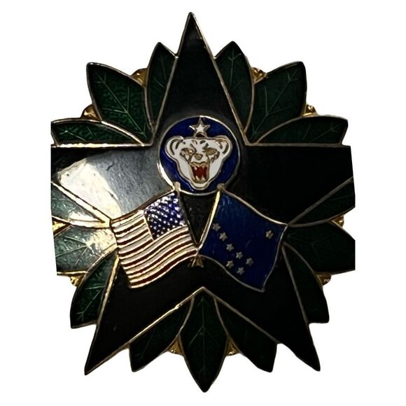 Military Army Alaska United States Enamel Badge Pin Honor Layered Brooch Vintage - Picture 5 of 8